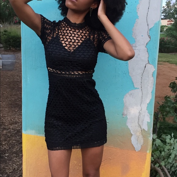Charlotte Russe Dresses & Skirts - Black Crochet mini dress